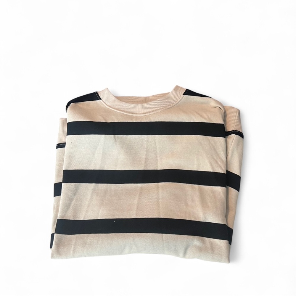 H&M Beige and Black Striped Sweater